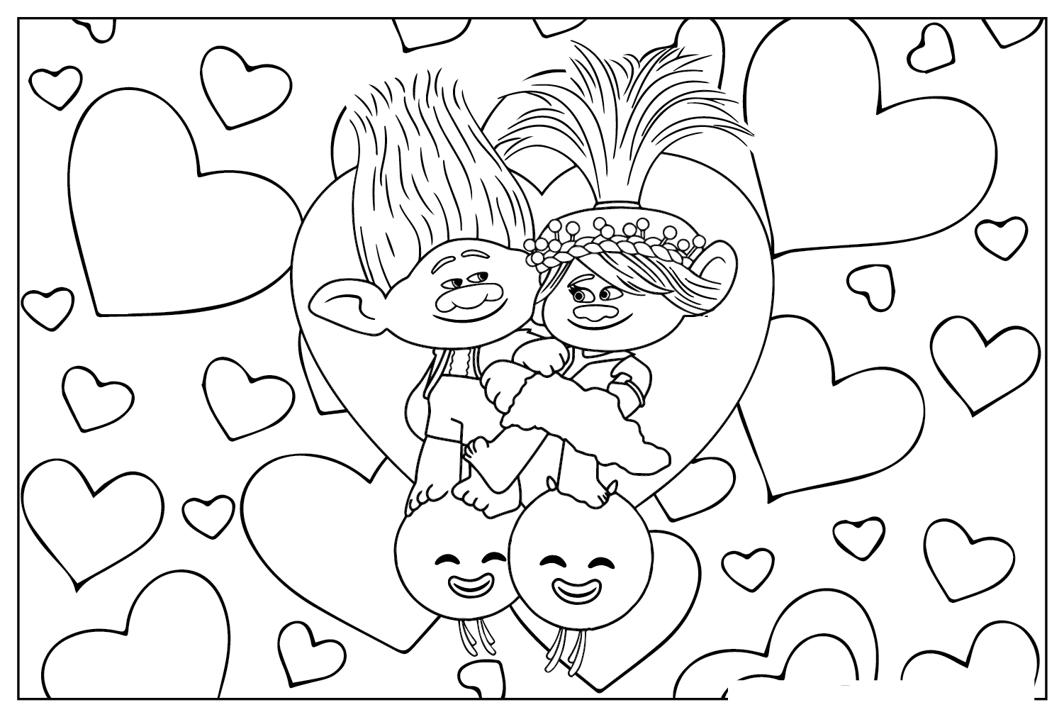 Plansa de colorat cu Trolls Band Together 29 22
